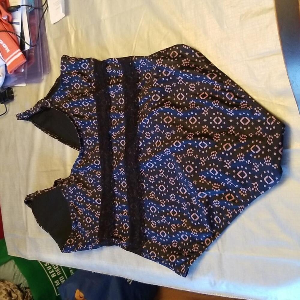 Source Unknown Blue And Black Patterned One Piece… - image 3
